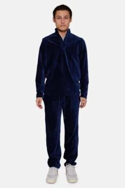 Blue&CreamMicro Cord Velour Pop Collar Shirt - Navy -Modern Pant Wear Shop Blue Cream Micro Cord Velour Pop Collar Shirt Navy 20230128033318