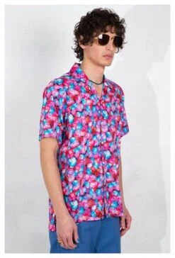 Graphia New YorkCamp Collar Print Short Sleeve Shirt - Red Floral Dream -Modern Pant Wear Shop Camp Collar Red Floral Dream Print Short Sleeve Shirt 20210405005306 2