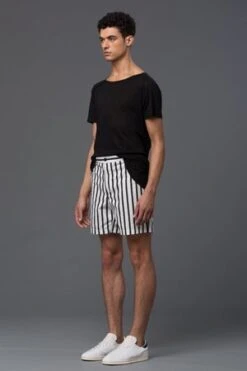 Carlos CamposCargo Pocket Shorts - Black/White Stripe -Modern Pant Wear Shop Carlos Campos Cargo Pocket Shorts Black White Stripe 20180419024630