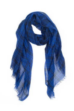 LanvinPlaid Scarf - Deep Blue