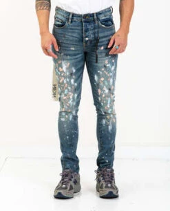 NEON DENIM BRANDDenim Pants Blue Paint Splatter