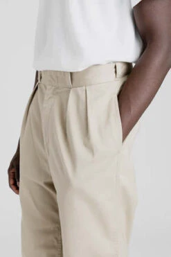 NanamicaDouble Pleat Wide Chino Pants - Khaki -Modern Pant Wear Shop Double Pleat Wide Chino Pants Khaki 20220212014456 3