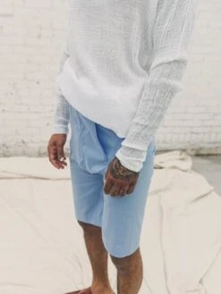 Edward CumingBrief Shorts - Deep Sky Pin Stripe -Modern Pant Wear Shop Edward Cuming Brief Shorts Deep Sky Pin Stripe 20210909215036