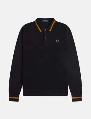 Fred PerryTextured Front Knitted Shirt - Black 5 Fred PerryTextured Front Knitted Shirt - Black - Image 3