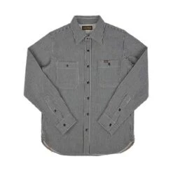 Iron Heart12oz Hickory Stripe Work Shirt - Indigo