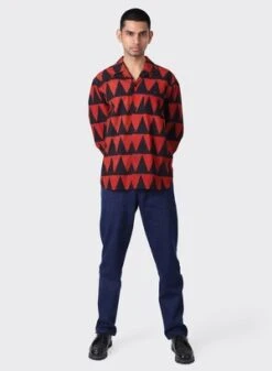 KardoRonen Long Sleeve Shirt - Red Triangle Block Print -Modern Pant Wear Shop Kardo Ronen Long Sleeve Shirt BP106 Red Triangle Block Print 20230927050847 2