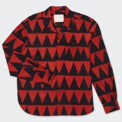KardoRonen Long Sleeve Shirt - Red Triangle Block Print -Modern Pant Wear Shop Kardo Ronen Long Sleeve Shirt BP106 Red Triangle Block Print 20230927050848 1