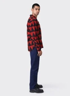 KardoRonen Long Sleeve Shirt - Red Triangle Block Print -Modern Pant Wear Shop Kardo Ronen Long Sleeve Shirt BP106 Red Triangle Block Print 20230927050848