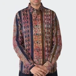 KardoRyan Long Sleeve Corduroy Shirt - Tapestry Block Print