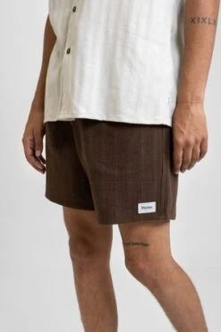 RhythmLinen Textured Stripe Jam Shorts - Silt -Modern Pant Wear Shop Linen Textured Stripe Jam in Silt 20210816220356 2