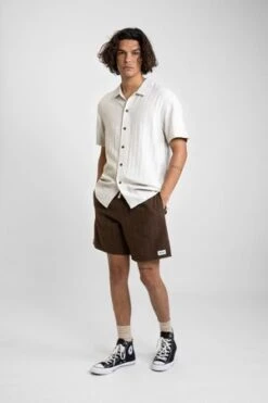 RhythmLinen Textured Stripe Jam Shorts - Silt