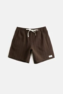 RhythmLinen Textured Stripe Jam Shorts - Silt -Modern Pant Wear Shop Linen Textured Stripe Jam in Silt 20210816220356 3