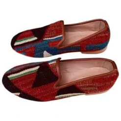 Ocelot MarketTurkish Kilim Loafers -Modern Pant Wear Shop Men s Turkish Kilim Loafers Red Black with Accent Colors 20230720002649 2