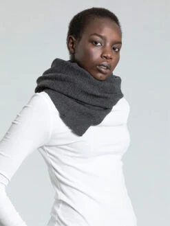 DinadiMerino Wool Garter Scarf - Charcoal -Modern Pant Wear Shop Merino Wool Garter Scarf Charcoal 20221207021536 1
