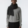 DinadiMerino Wool Garter Scarf - Charcoal -Modern Pant Wear Shop Merino Wool Garter Scarf Charcoal 20221207021536
