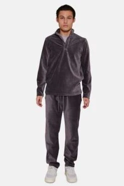 Blue&CreamMicro Cord Velour Pop Collar - Charcoal -Modern Pant Wear Shop Micro Cord Velour Pop Collar Charcoal 20221203002809