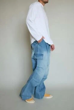 JOWA.JOWA Mid Wash Cargo Denim Pants -Modern Pant Wear Shop Mid Wash Cargo Denim Pants 20230717233729 2