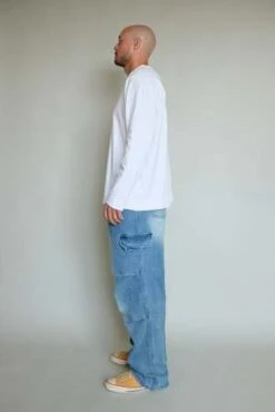 JOWA.JOWA Mid Wash Cargo Denim Pants -Modern Pant Wear Shop Mid Wash Cargo Denim Pants 20230717233730