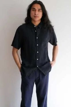 La PazRibeiro Linen Shirt - Dark Navy -Modern Pant Wear Shop Ribeiro Shirt Dark Navy Linen 20230503182813 2