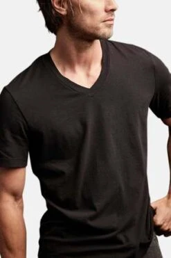 James PerseShort Sleeve V Neck - Black