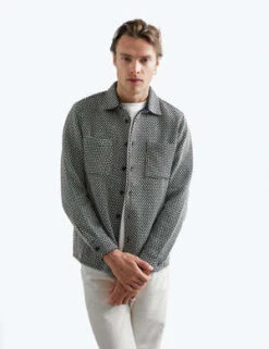 Wax LondonWhiting Overshirt Stepney - Black/Ecru