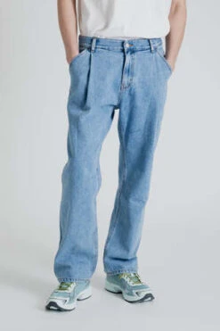Uniform BridgeWide One Tuck Denim Pants - Light Indigo -Modern Pant Wear Shop Wide One Tuck Denim Pants Light Indigo 20221026025932 2