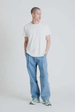 Uniform BridgeWide One Tuck Denim Pants - Light Indigo