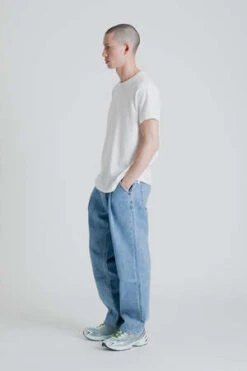 Uniform BridgeWide One Tuck Denim Pants - Light Indigo -Modern Pant Wear Shop Wide One Tuck Denim Pants Light Indigo 20221026025936